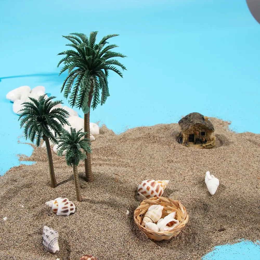 5Pcs Exquisite DIY Decor Miniature Plant Plastic Bonsai Coconut Palm Tree Plant Pots model Craft Micro Landscape