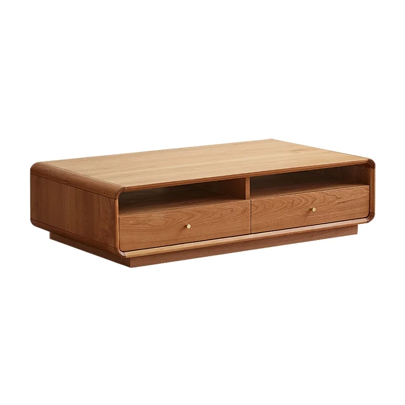 

Floor-to-ceiling coffee table Cherry wood tea table Living room furniture All solid wood with drawers Tea table storage cabinet