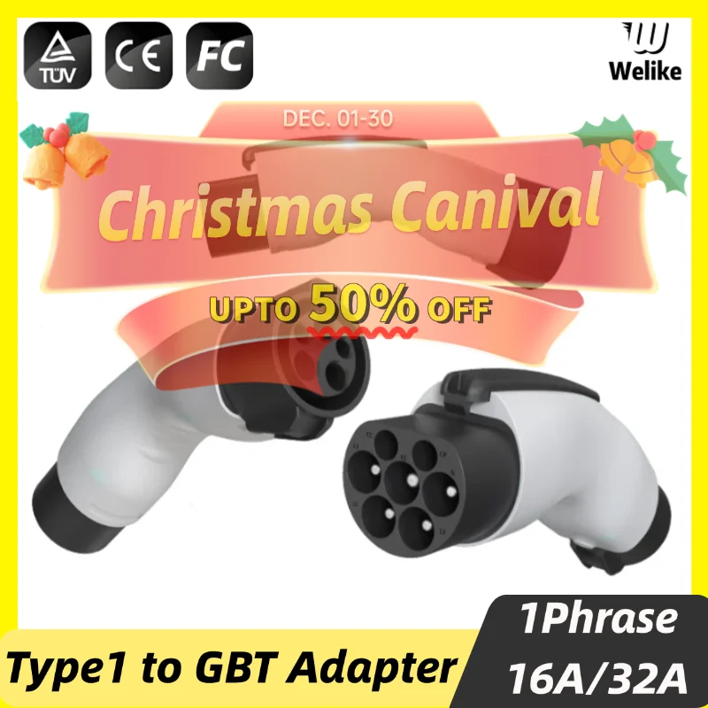 Type 1 to gbt Adapter J1772 BYD electric vehicle 7kw 16A 32A EV charger charging Connector car accessories converter