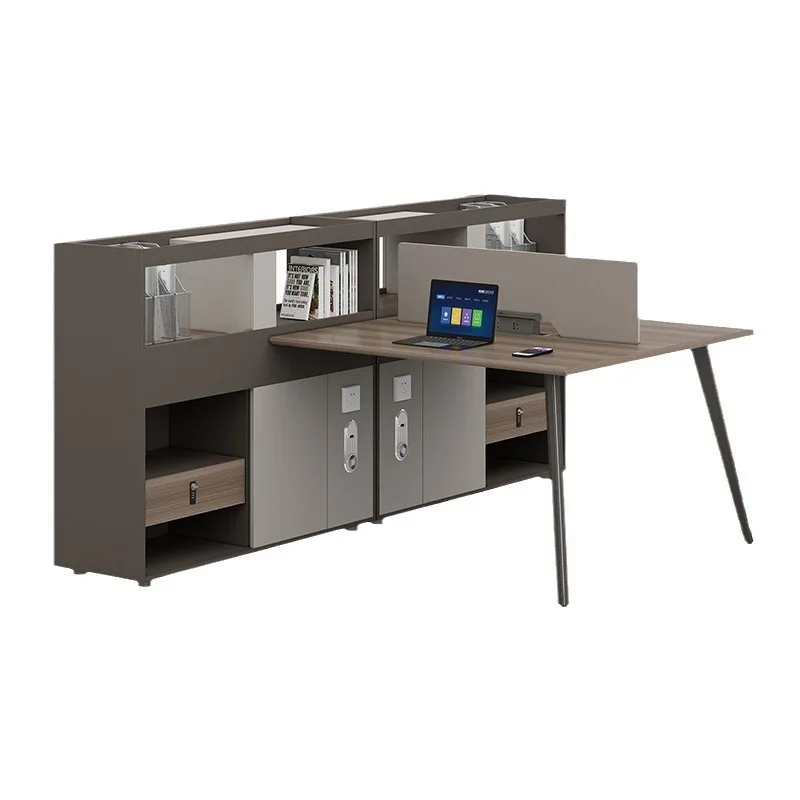 Staff Table Office Simple Staff Height Increase Partition Screen Company Staff Computer Desk With Long Cabinet Combination