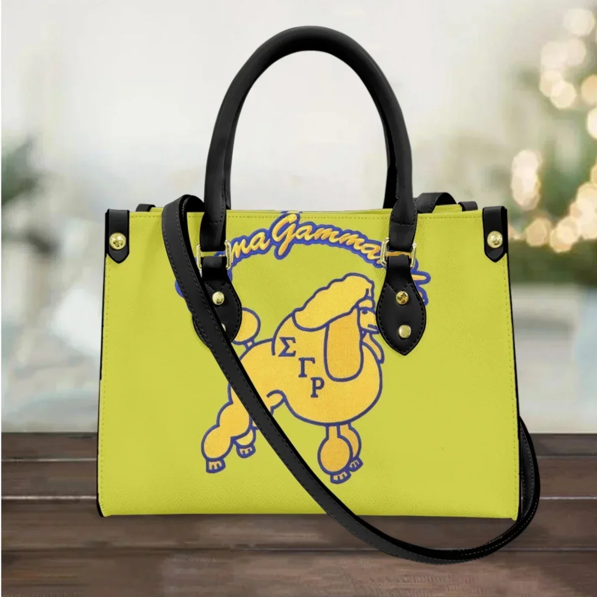 

2024 Hot Selling Ladies Totes Kawaii Poodle Pattern Leather Handbag Women Sigma Gamma Rho Shoulder Strap Handbag Female Gift