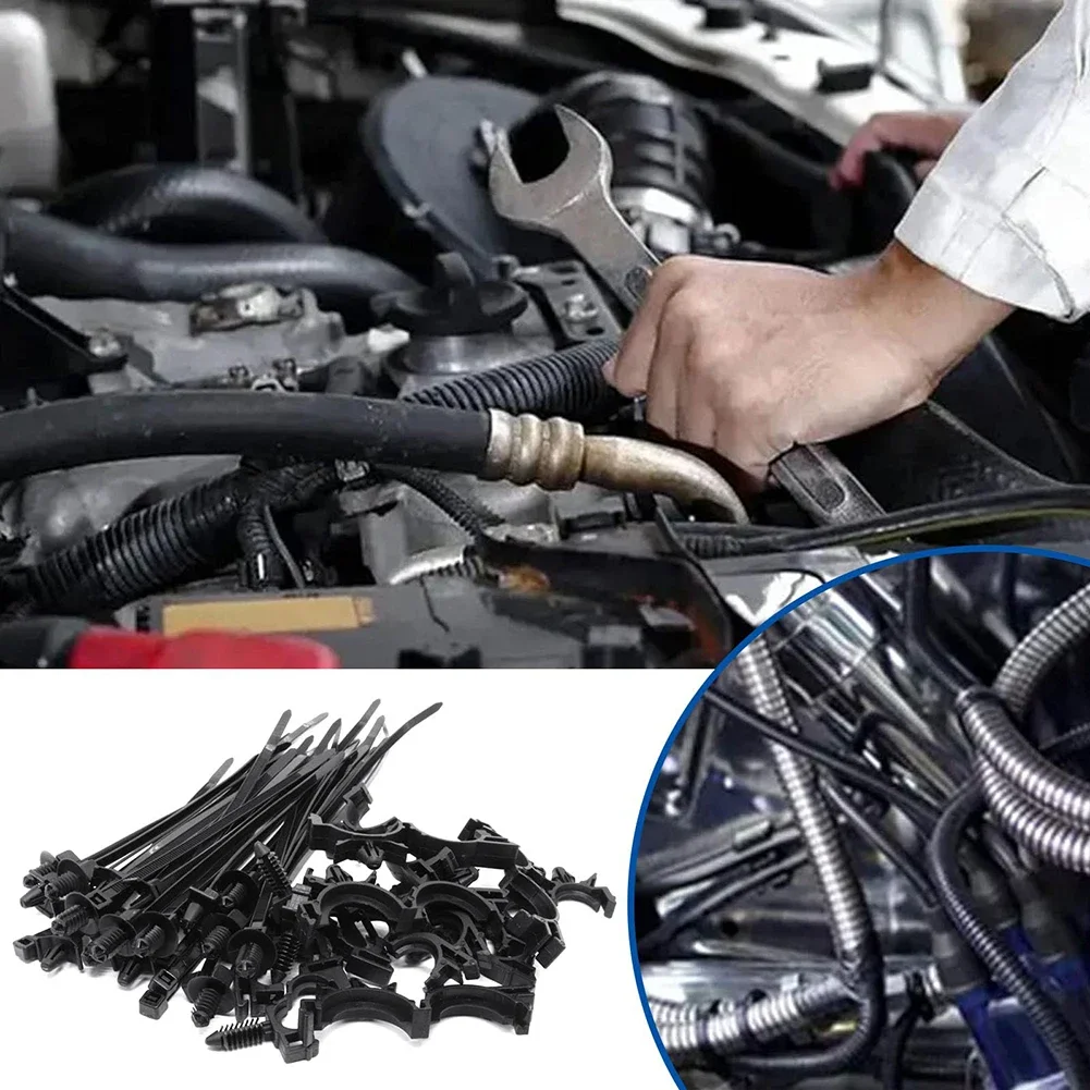 45Pcs Plastic Vehicle Motocycle Cable Push Mount Cable Zip Tie With Car Wire Routing Clips Universal Auto Fasteners