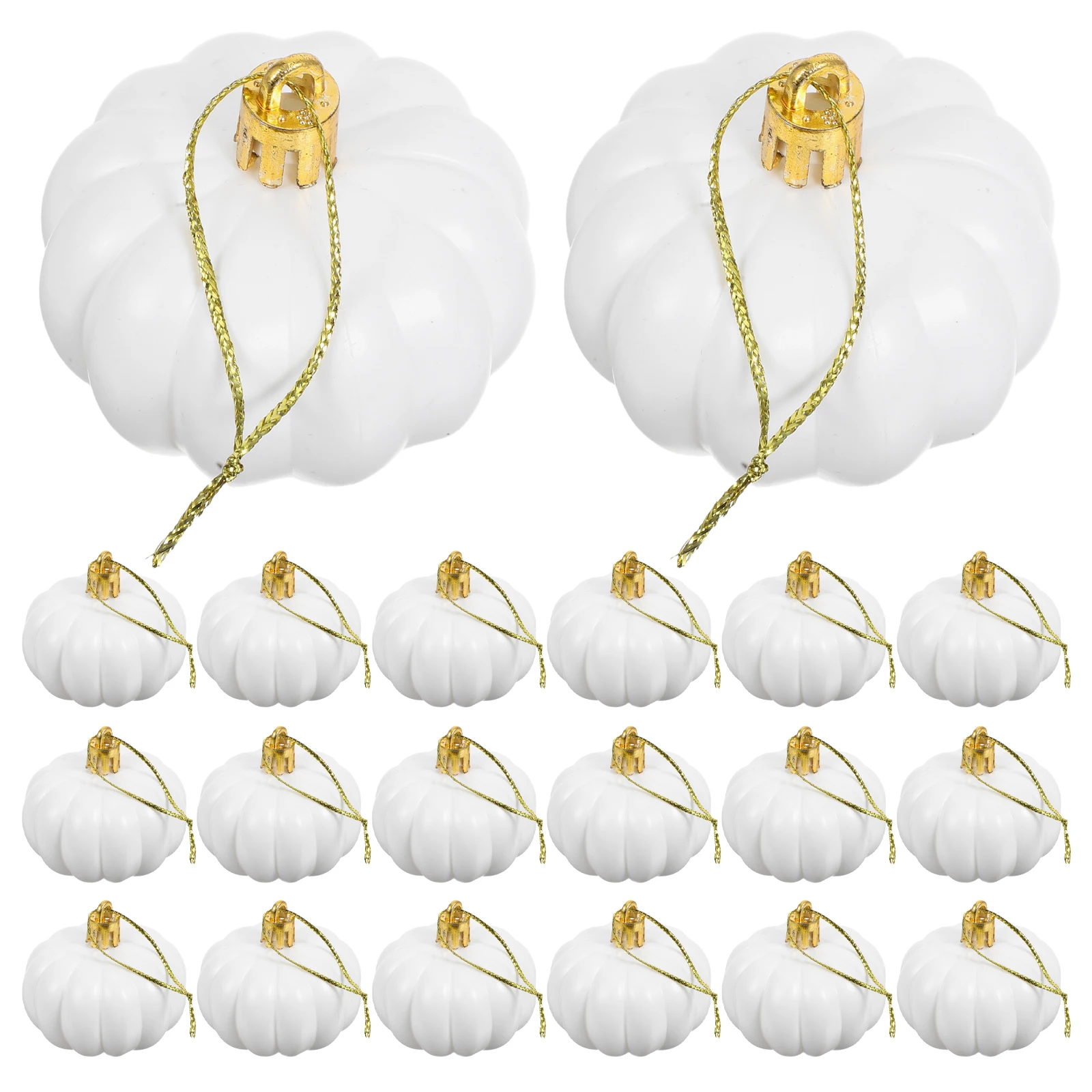 

24 Pcs Pumpkin Plastic Hanging Decoration Fall Ornaments Halloween Ball Farmhouse Artificial Pumpkins White Decorations