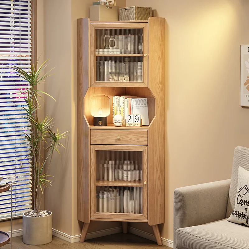 Solid wood  Living room triangle cabinet Shelf corner storage cabinet Dining room Bedroom corner