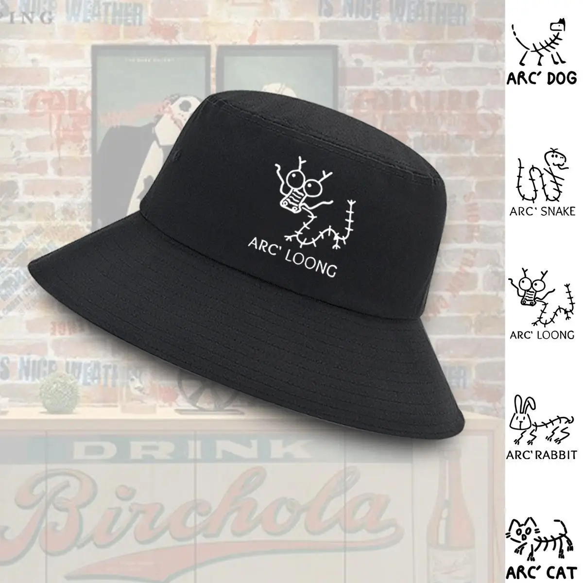 

Ancestral cat dog dragon snake tiger rabbit unisex custom pattern fashion trend sun protection basin hat fisherman hat
