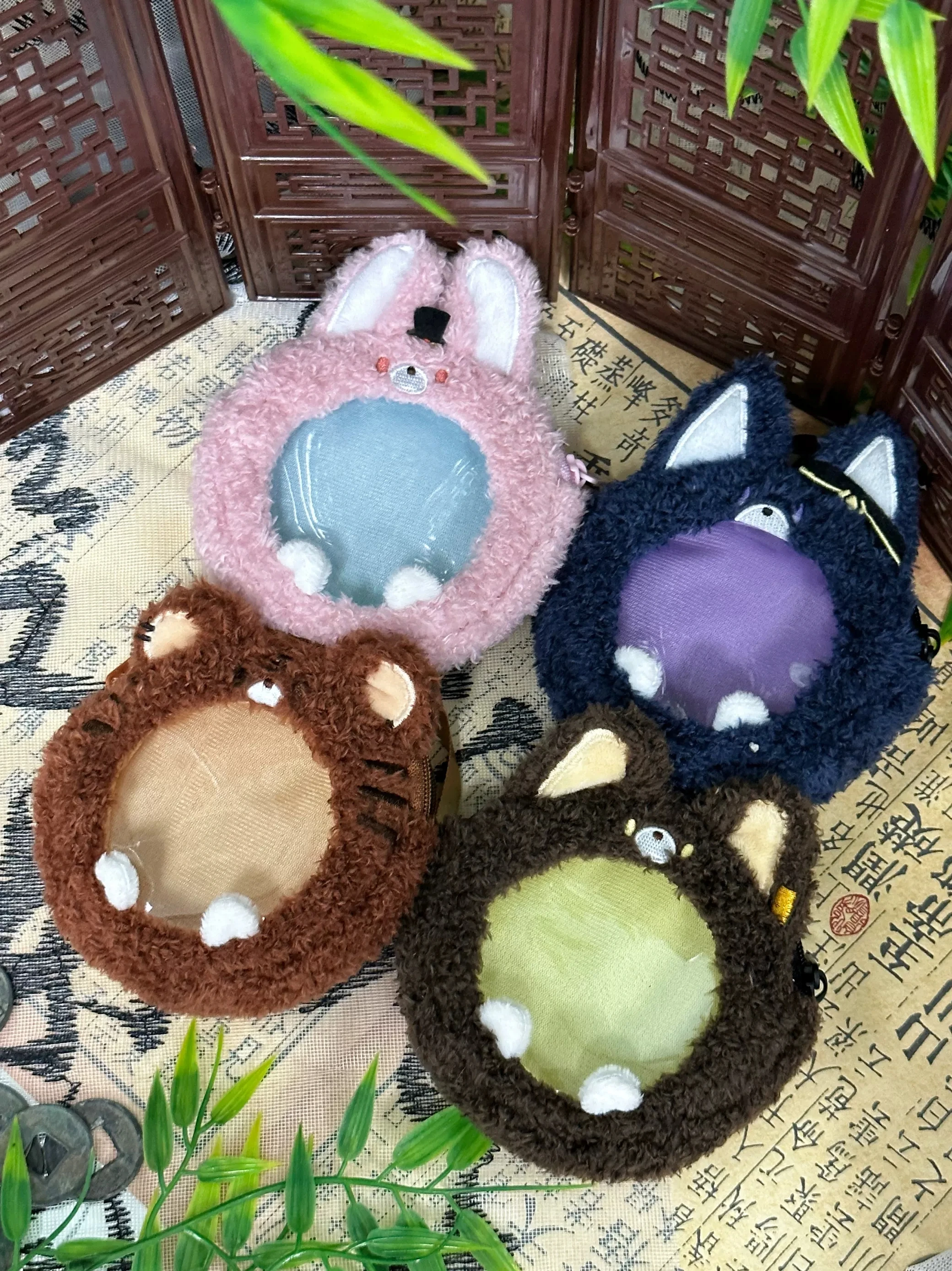 Game Ashes of the kingdom Yuan Ji Fu Rong Sun Ce Cartoon Plush Badge Protective Cover Headphone bag Anime Props Gifts