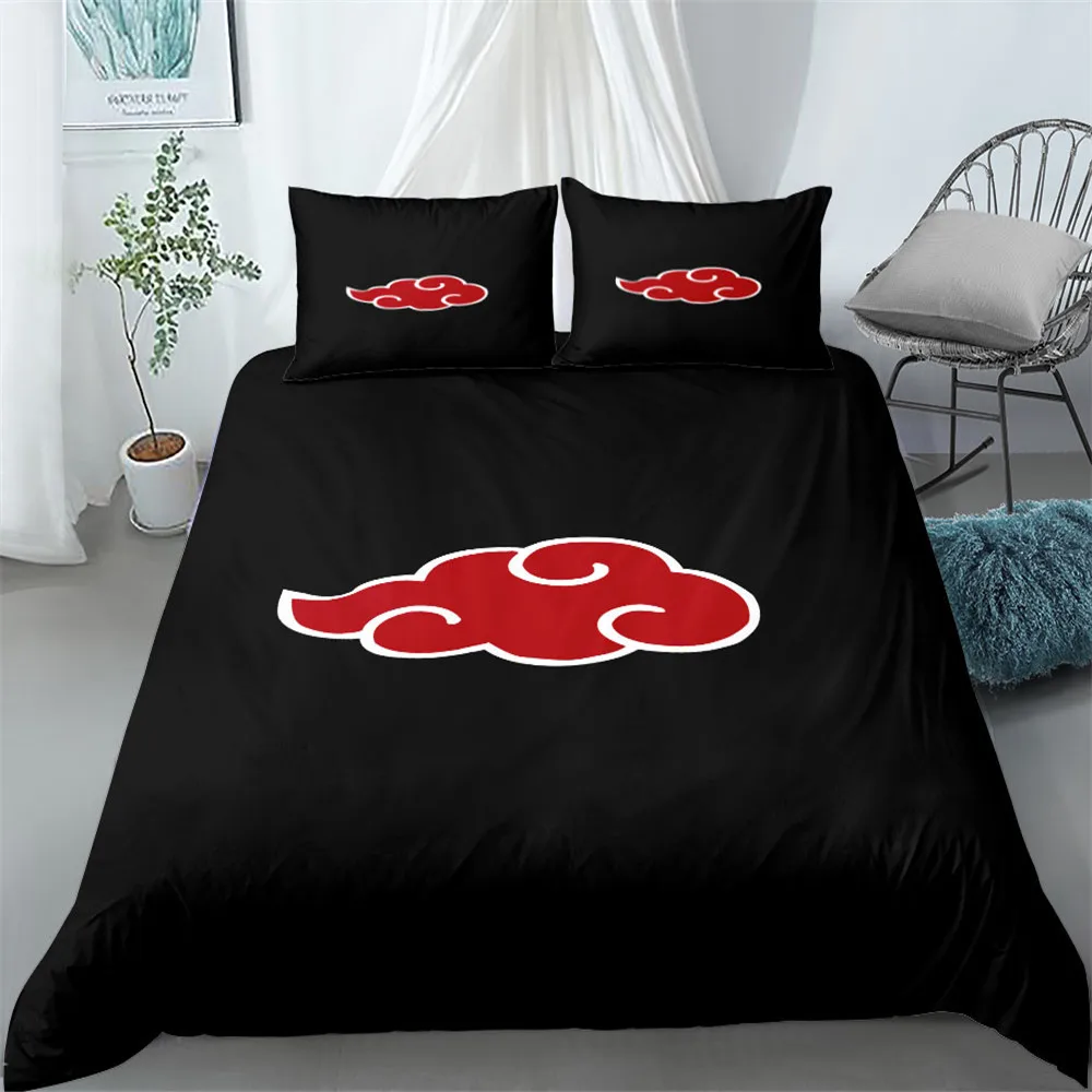 Cool Uchiha Sasuke niños Naruto juego de cama nube roja Anime 3D dibujos animados funda nórdica juegos Akatsuki Japón doble Queen King tamaño único