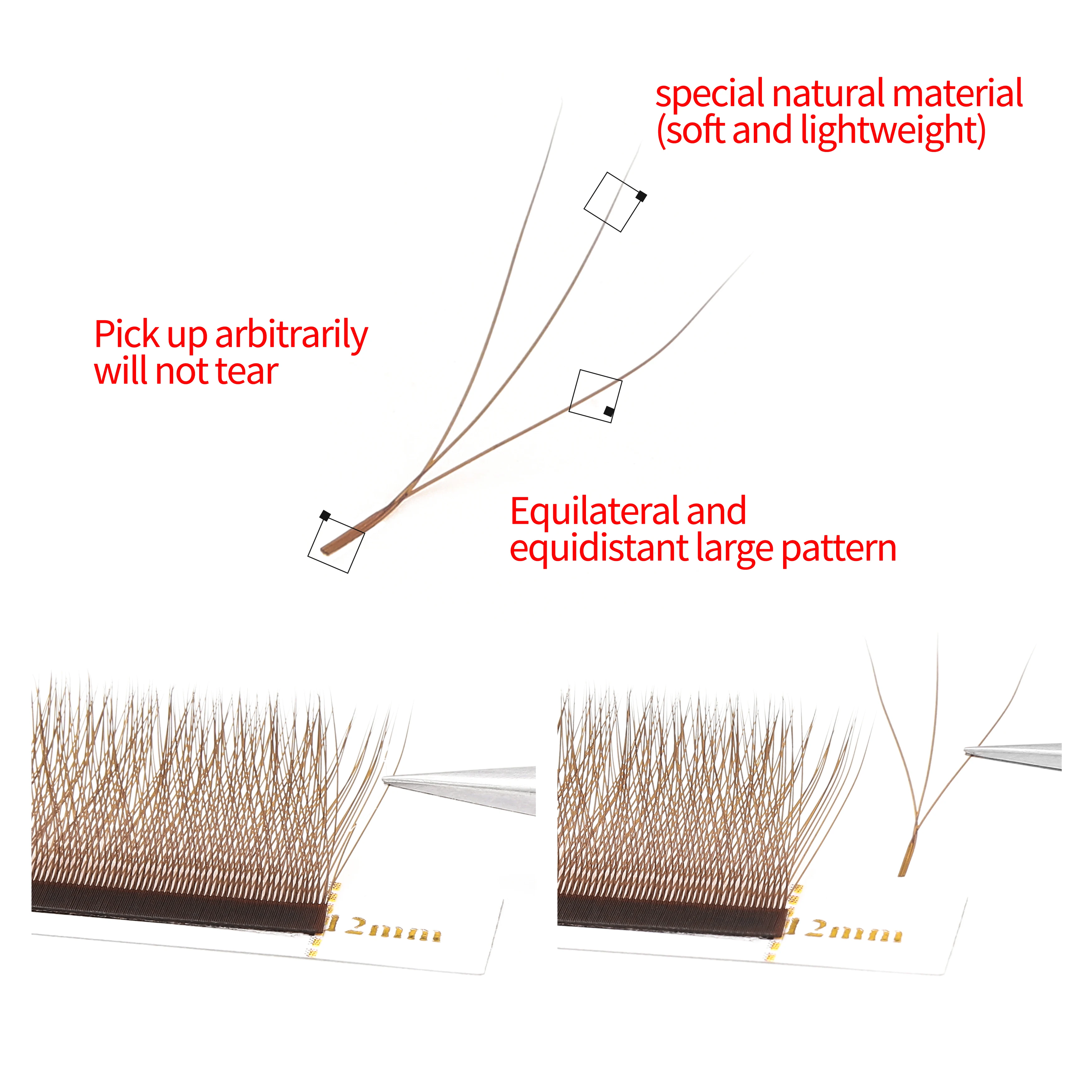 XIUSUZAKI 다크 브라운 3D W 모양 속눈썹 연장, C/D 컬 하이 퀄리티, 개별 프리메이드 볼륨 팬, 가짜 속눈썹 샵, 3 팁