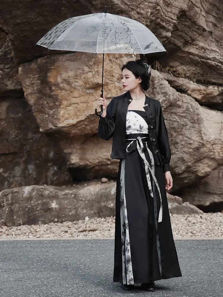 

Original Innovative Chinese Hanfu Printed Improved Three-way Skirt Wears Skinny Horse Face Skirt Daily Work Hanfu Costume