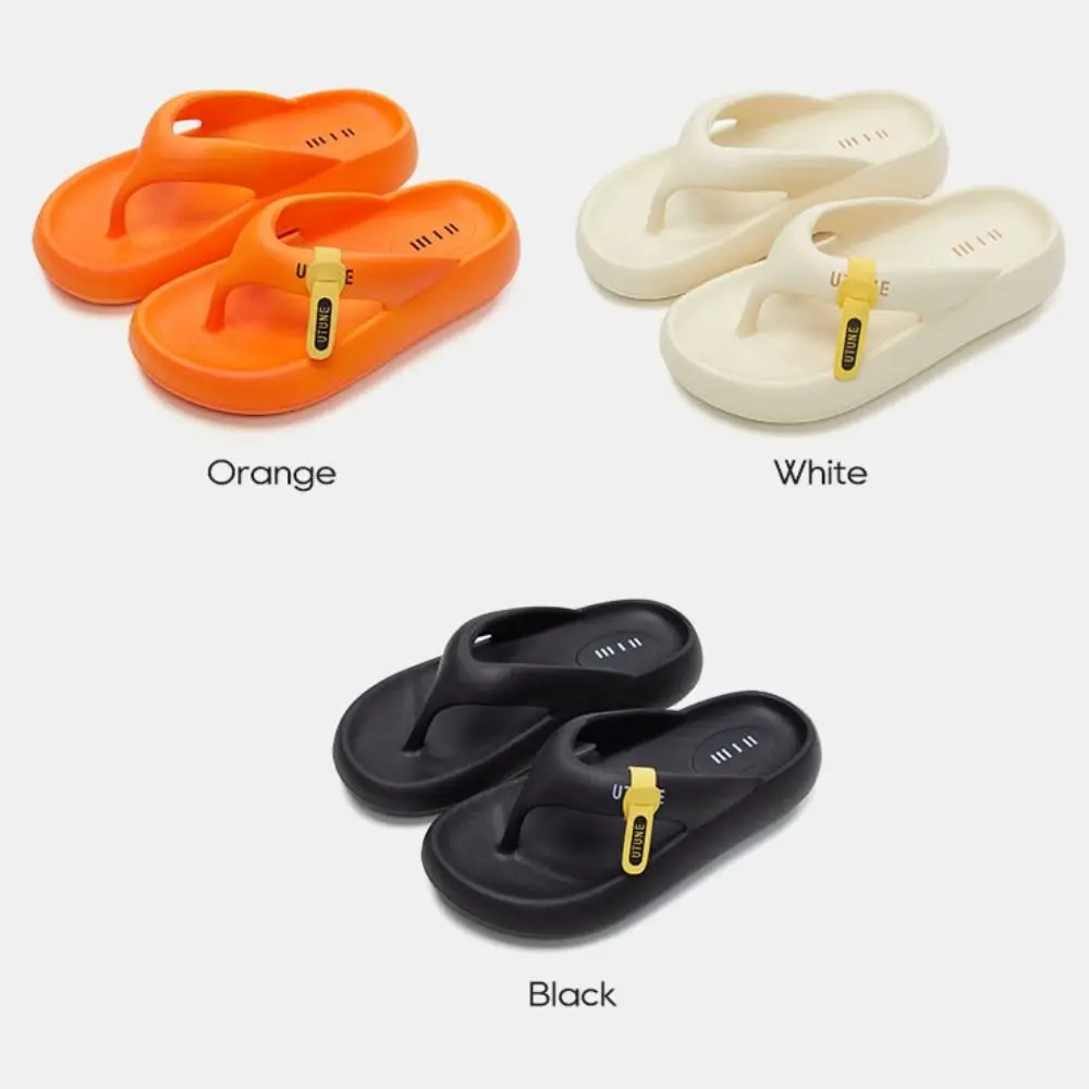 Comfortable Letter Platform Flip Flops EVA Thick Soled Slides Sandals Toe Spring Non-Slip Beach Slippers Bathroom view 2