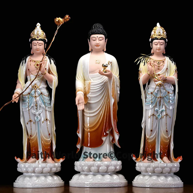 2025 XI FANG SAN SHENG HOME altar Worship protection jade High grade Sakyamuni PUSA buddha statue Safety Healthy luck bless