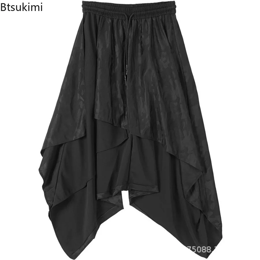2026 Men's Summer Pants Skirt Japanese Samurai Style Antique Costumes Dark Irregular Elaborate Skirt Pants Design Harem Trousers