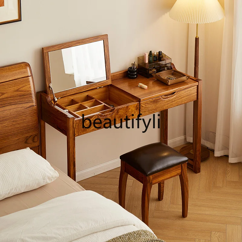 All solid wood Chinese dresser ebony simple modern bedroom flip cover multi-functional storage small apartment dressing