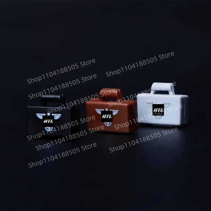 MOC Third-party German Officer Suitcase Briefcase Printed Military Building Blocks Doll Accessories Gift Ornaments