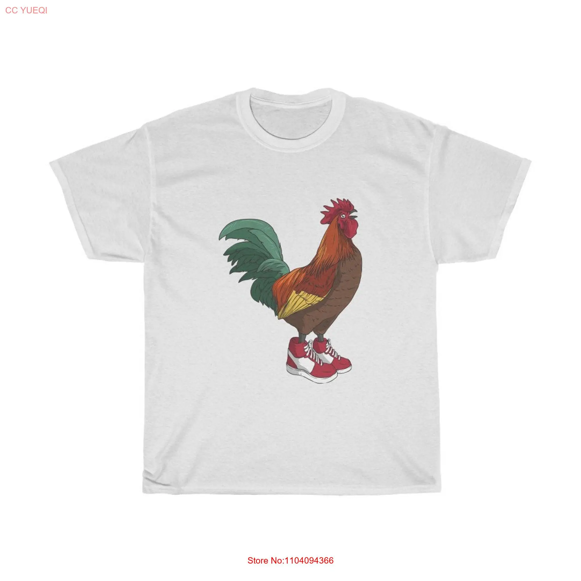 Chicken Wearing Sneakers T shirt Funny Meme He Do Be Looking Kinda Fresh DoeT long or short sleeves