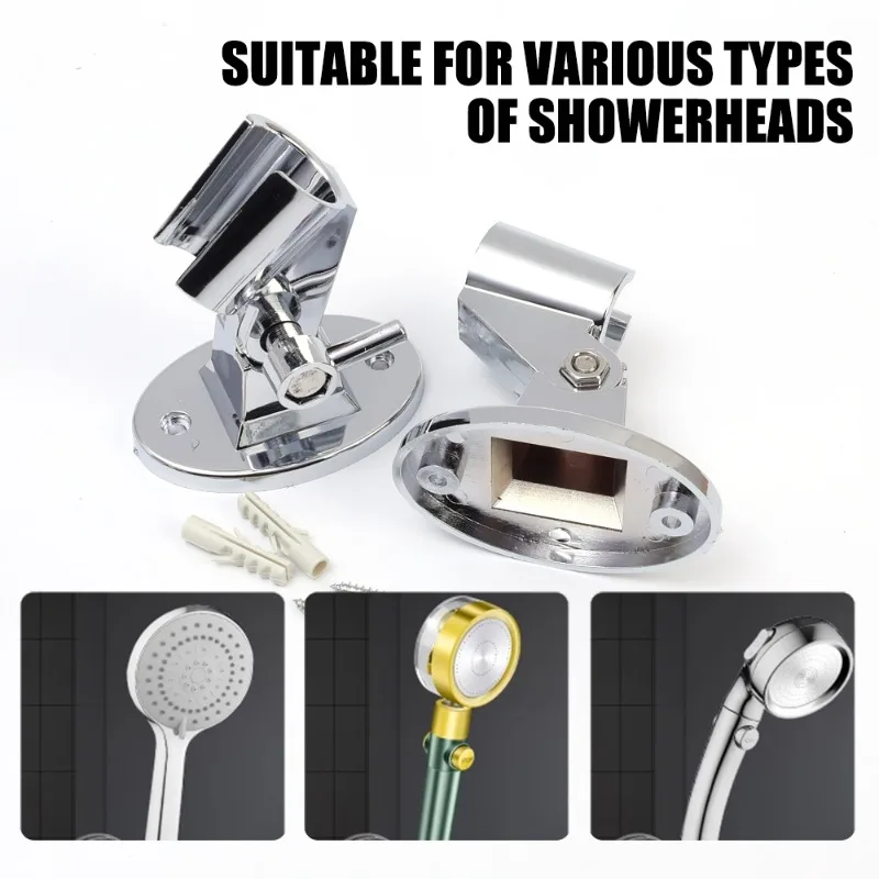 Shower Head Brackets Universal Mounting Fixed Base Adjustable Hand Shower Head Holder ABS Wall Mount Holder Bathroom Accessories