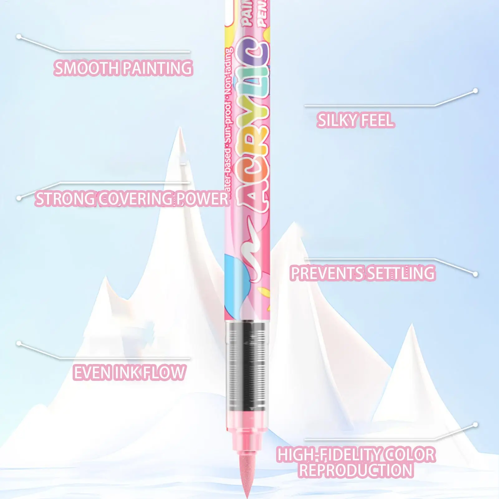 Acrylic Paint Markers 24 Colors Acrylic Pens For Painting Water-based Soft Tip Fade-resistant Graffiti Brush For Shoe