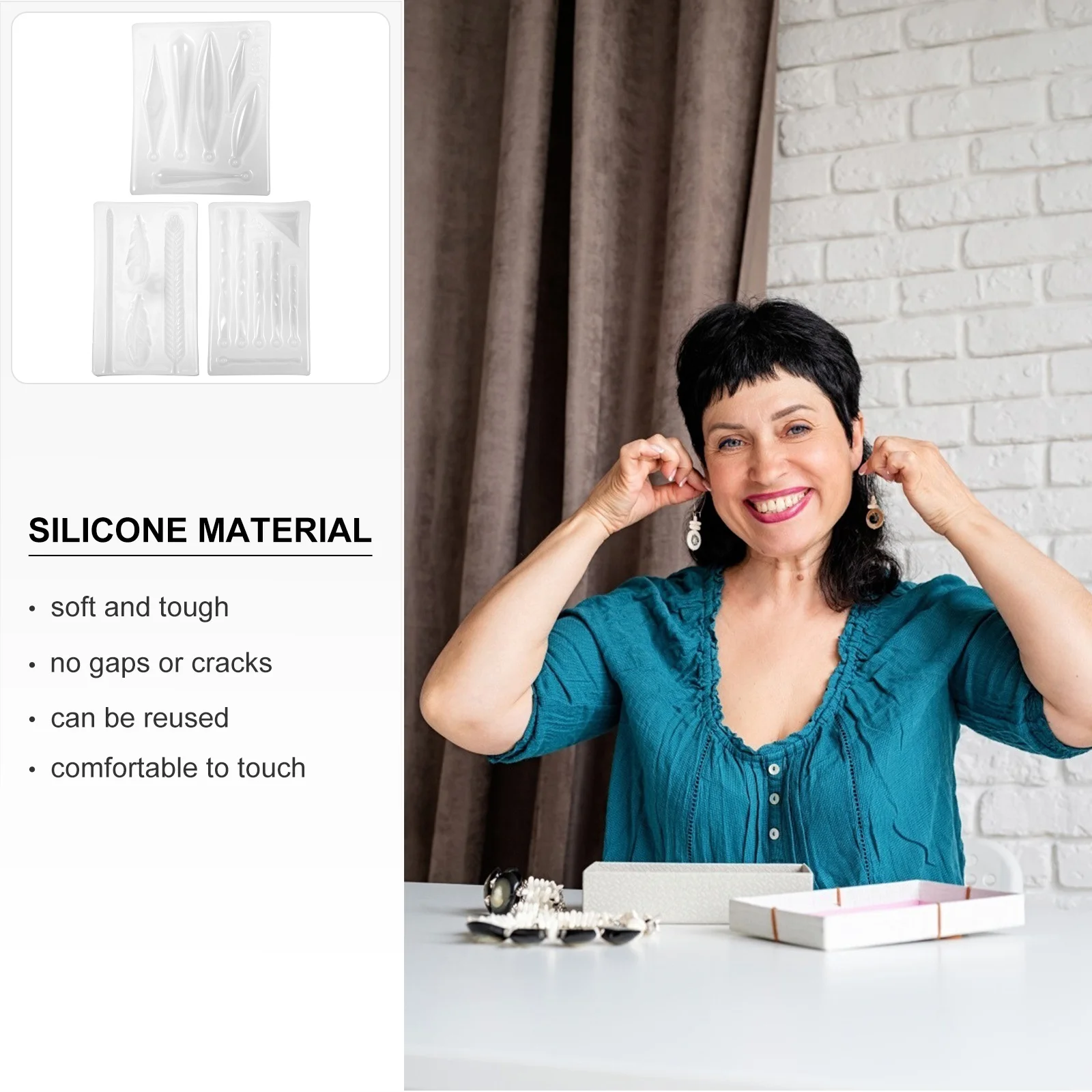 

3Pcs Silicone Earring Pendant Mold DIY Jewelry Casting Molds Excellent Manufacturing Technology Flexible Safe Earring Mold