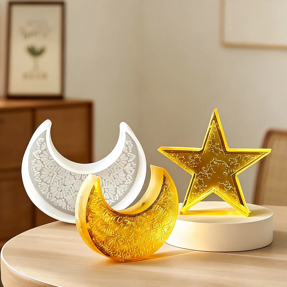 Ramadan Xingyue Candle Silicone Mold Handmade Soap Plaster Decoration Epoxy Mold Chocolate Biscuit Baking Mold