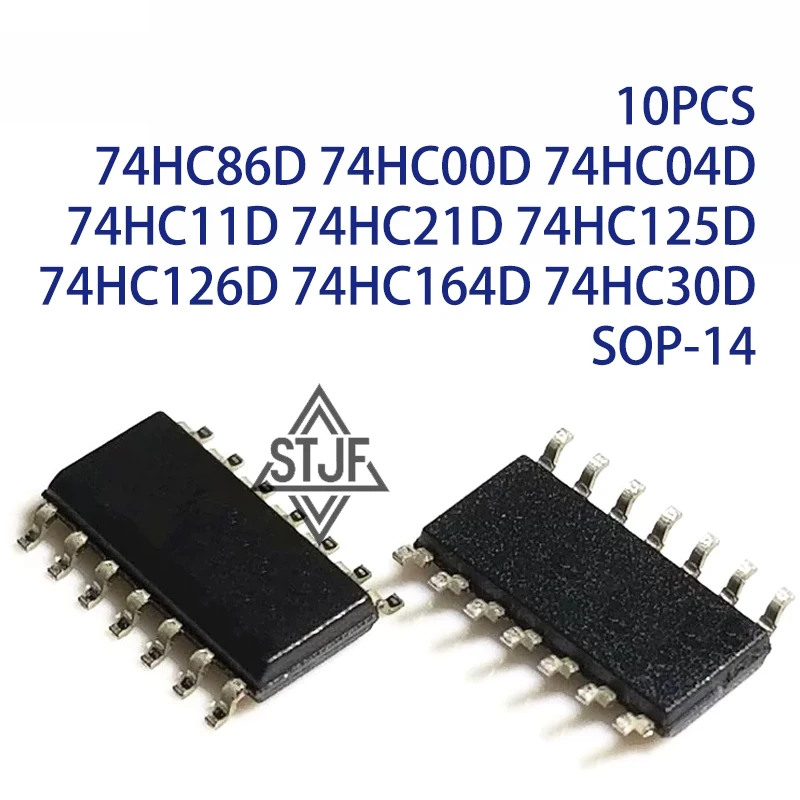 10PCS 74HC86D 74HC00D 74HC04D 74HC11D 74HC21D 74HC125D 74HC126D 74HC164D 74HC30D SOP-14