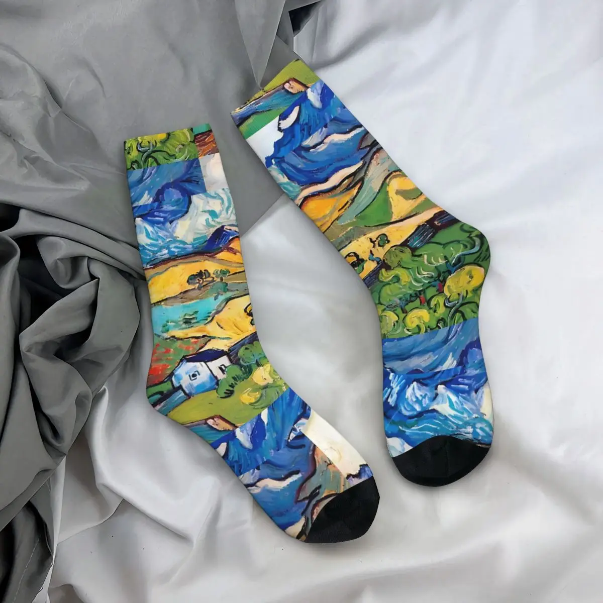 

Van Gogh Stockings Men Les Alpilles Socks Quality Gothic Socks Winter Cycling Non Slip Custom Socks Gift