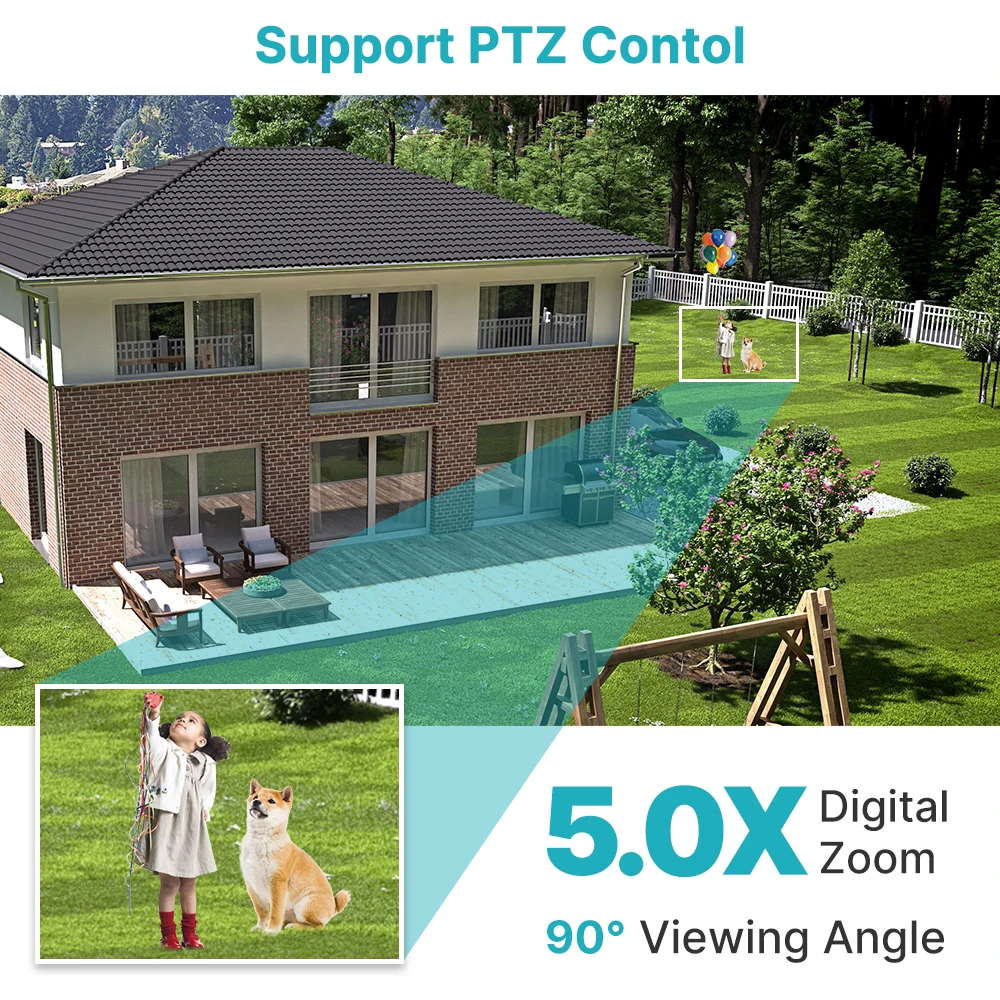 4K 8MP Wifi Smart PTZ Camera 5x Digital Zoom WiFi Surveillance Camera Human Detection ONVIF CCTV  IP Camera Security Protect