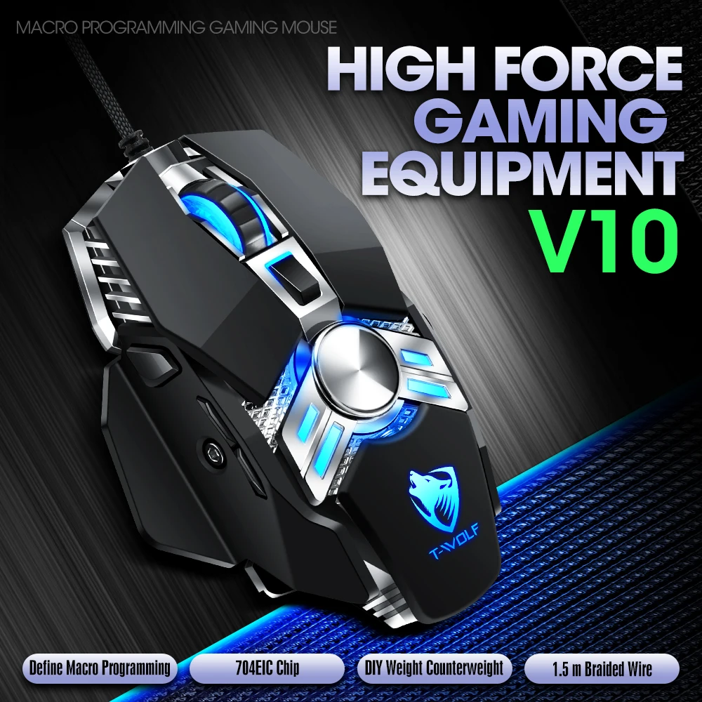 

Wired game mouse macro programming, 704EIC chip, DPI game mouse laptop /PC mute mouse RGB backlight universal USB.