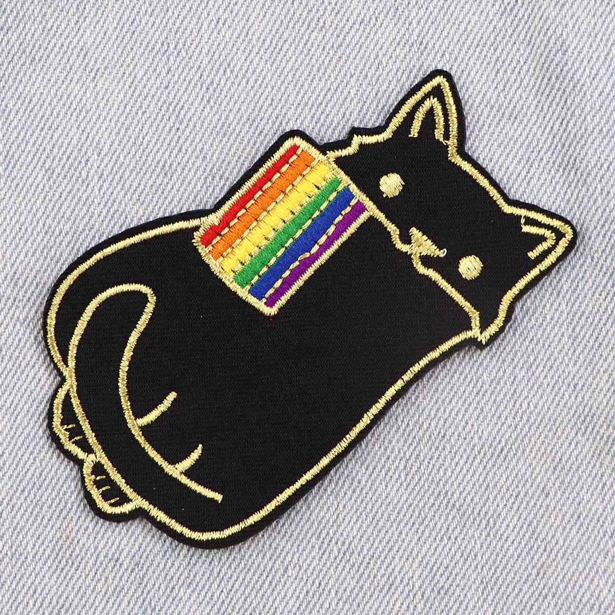 Rainbow LBGT Pride Cat Iron On Patch Clothes Patch For Clothing Embroidered Patch Garment Apparel Accessories Sewing Stickers