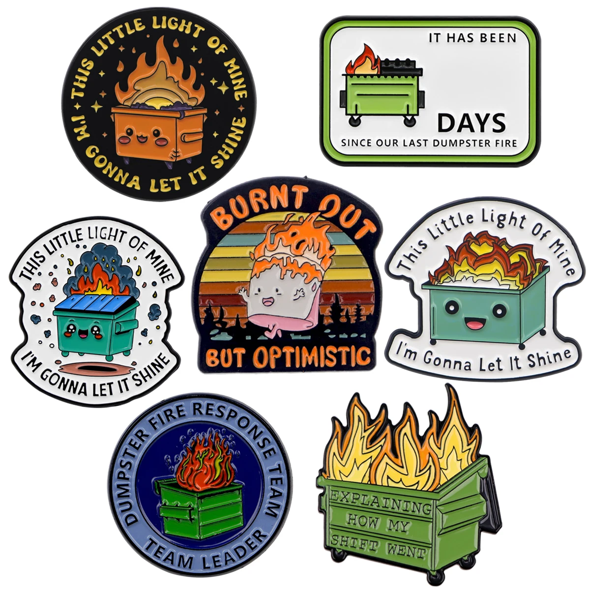 Mental Health Enamel Pin Dumpster Fire Lapel Pin Funny Quotes Badges on Backpack Clothing Jewelry Cosplay Accessories Gifts Toy