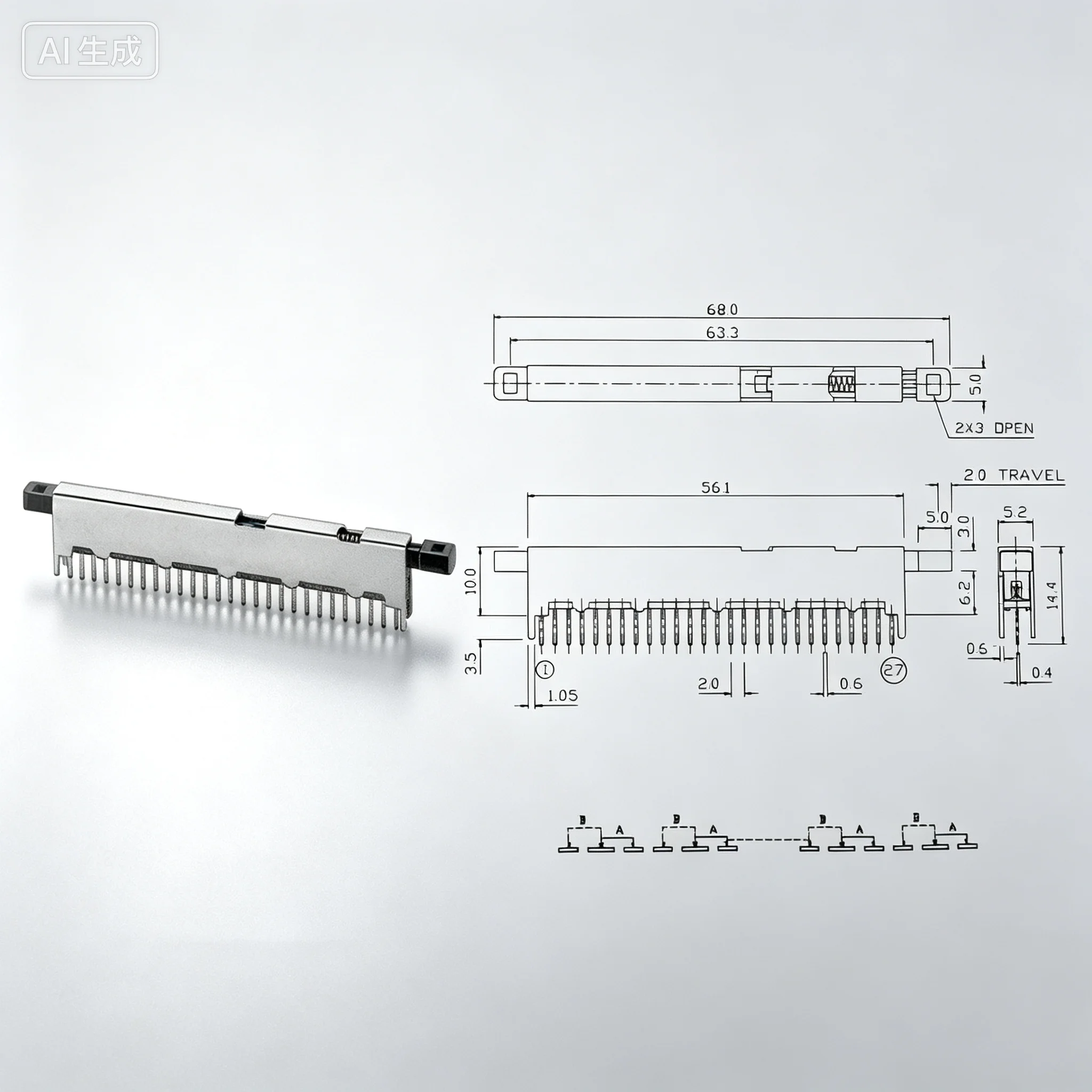 for PS92D01 Slide Changeover Switch, 27Pin Radio Cassette Deck Replacement Part  10pcs