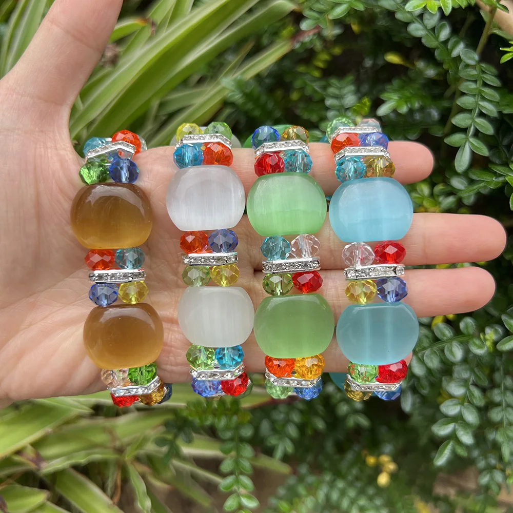 1PCS Fashion Millefiori Glass Muran Floral  Lampwork Colour Cat's Eye Crystal Bracelet For Women Party Jewelry Gift Cheap Items