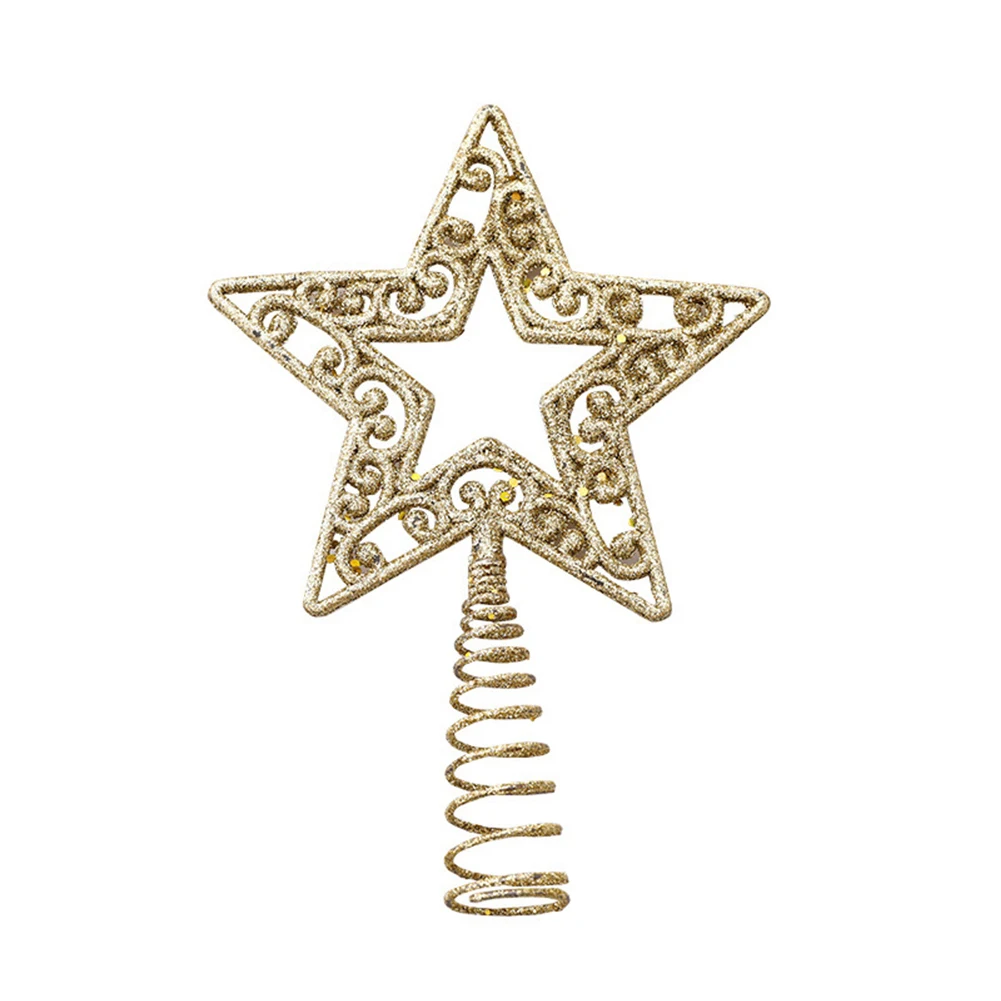 Christmas Treetop Star Pendent Glittering Hollow Out Gold Silver Red Stars Home Party Festival Hanging Decoration Tree Ornament