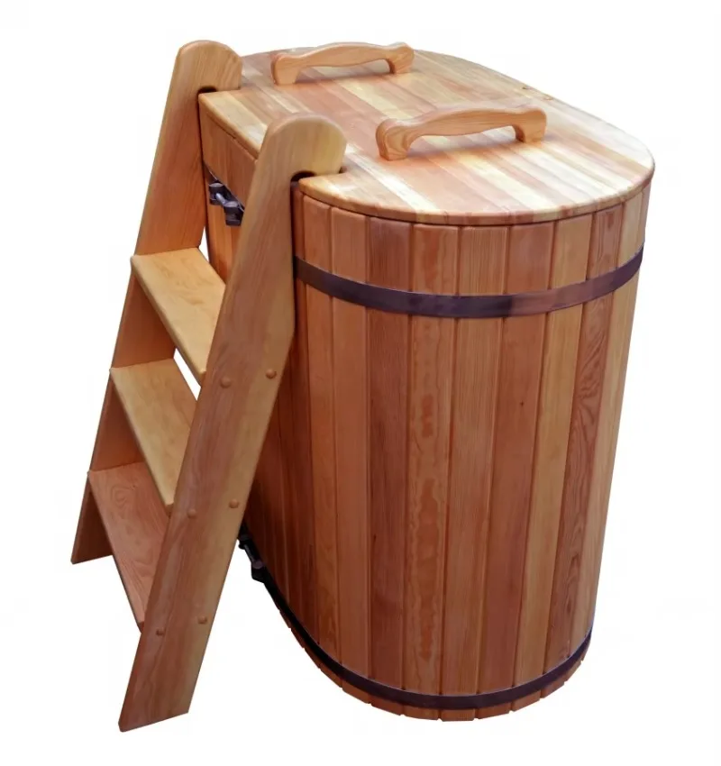 New design 2-person wood refrigeration insert bathtub cedar font oval spring spa bathtub