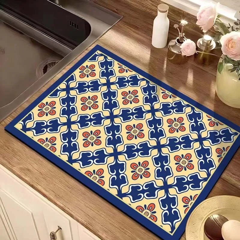 Drain Pad Decoration Mat for Drying Dishes Mat for Kitchen Absorbent Dish Mat Absorbent Dish Drying Mat Kitchen Carpet Supplies