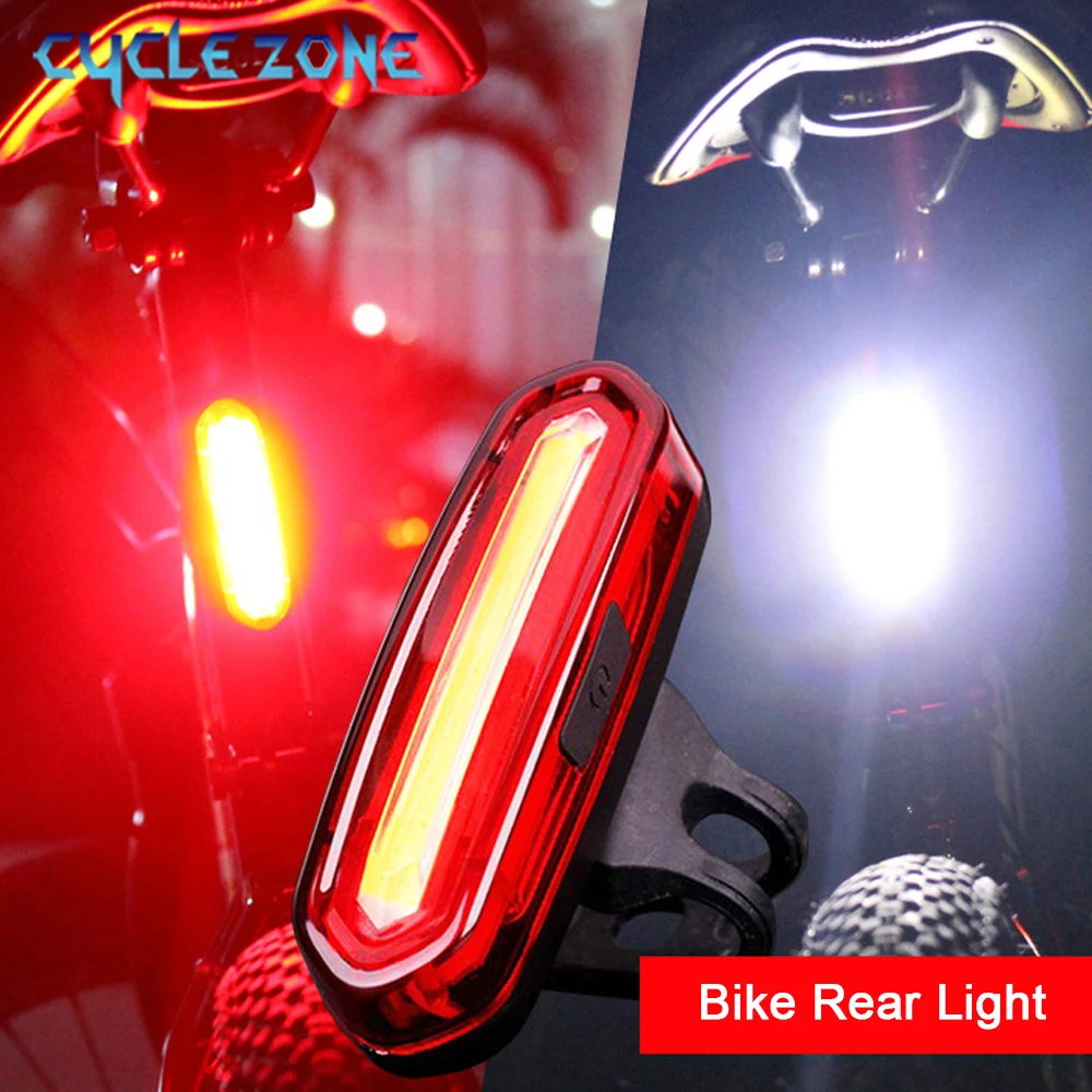 Luz trasera LED para bicicleta, faro delantero y trasero, resistente al agua, recargable por USB, para ciclismo de montaña