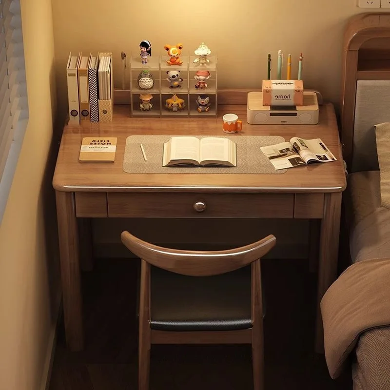 Solid wood desk 70/80/90 cm study table small apartment writing table household desk bedroom bedside computer table