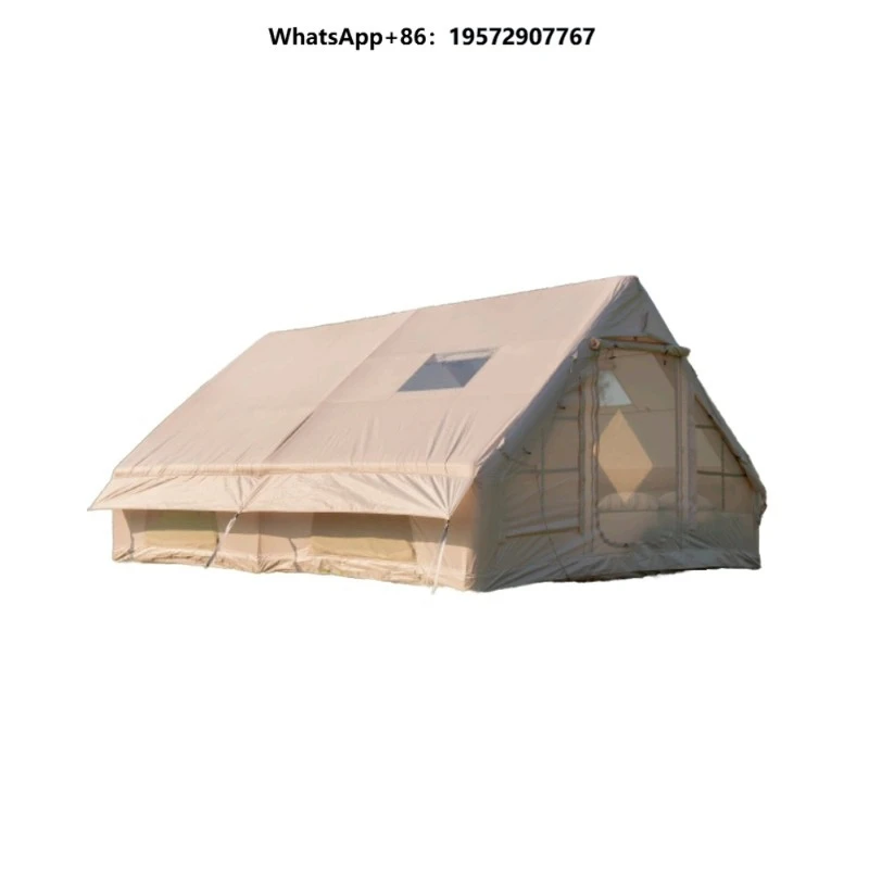 Large Dark Four-Season Waterproof Portable Fabric Inflatable Camping Tent with Air Conditioned Bedroom and Quick Setup