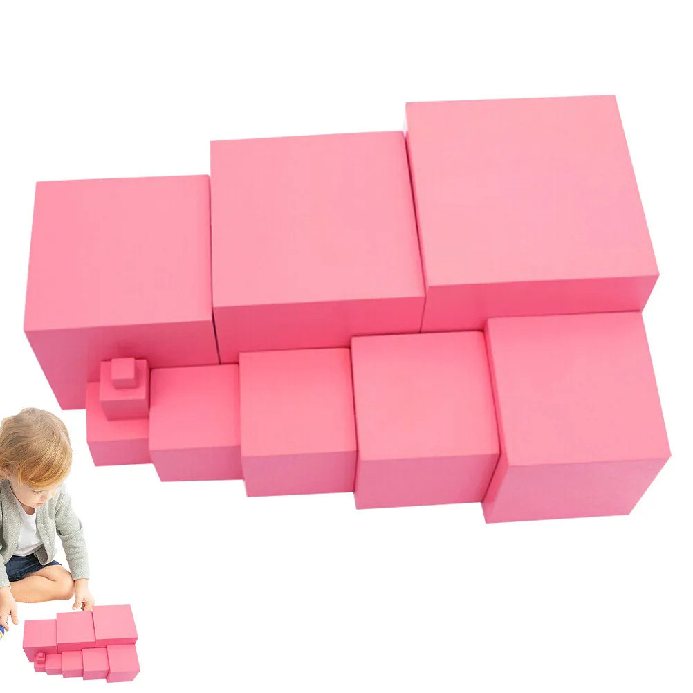 

Розовая Монтессори-башня: развивающий набор для раннего обучения, сенсорного развития дошкольников и малышей, объемные блоки