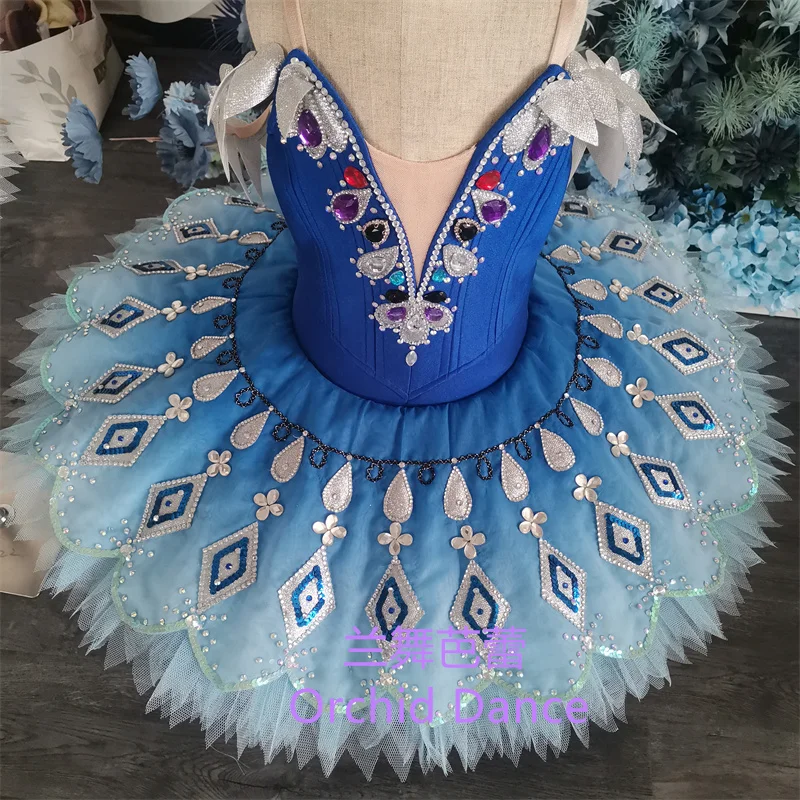 Professional Kids Girls Women Adult Competition Performance Wear La Fill de Pharaon Blue Ballet Tutu Costumes