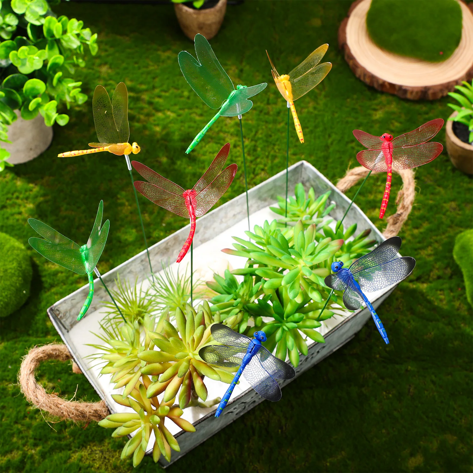 

16pcs Realistic Dragonfly Stakes Simulation Garden Decoration For Lawn Planter Outdoor Yard Decorative Stake Figurines Flower