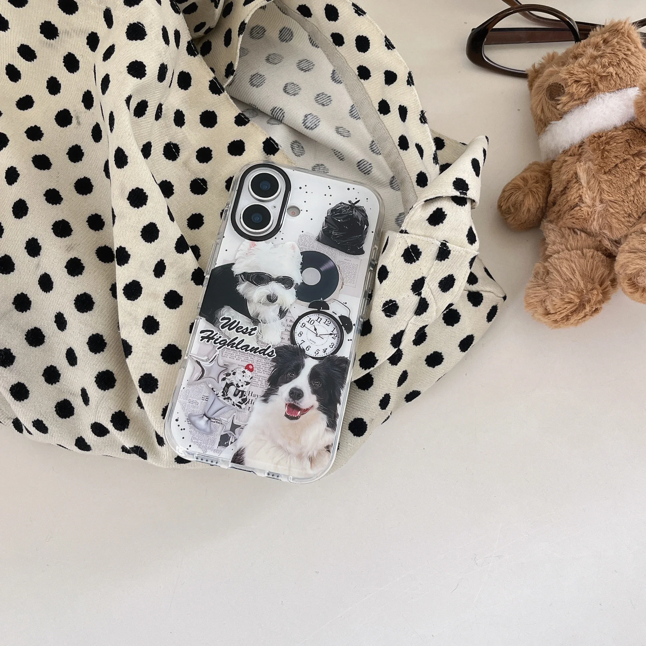 Retro-Stil-Record- und coole Hunde-Handyhülle für iPhone 16, Pro Max 15 14 13, Rückseite, Geschenk