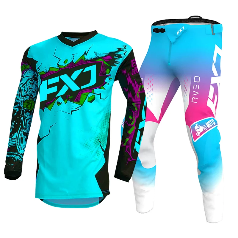 مجموعة تروس موتوكروس للأطفال إندورو كروس على الطرق الوعرة صبي فتاة BMX DH بدلة سباق 5 6 7 8 9 سنوات جيرسي بانت أطقم