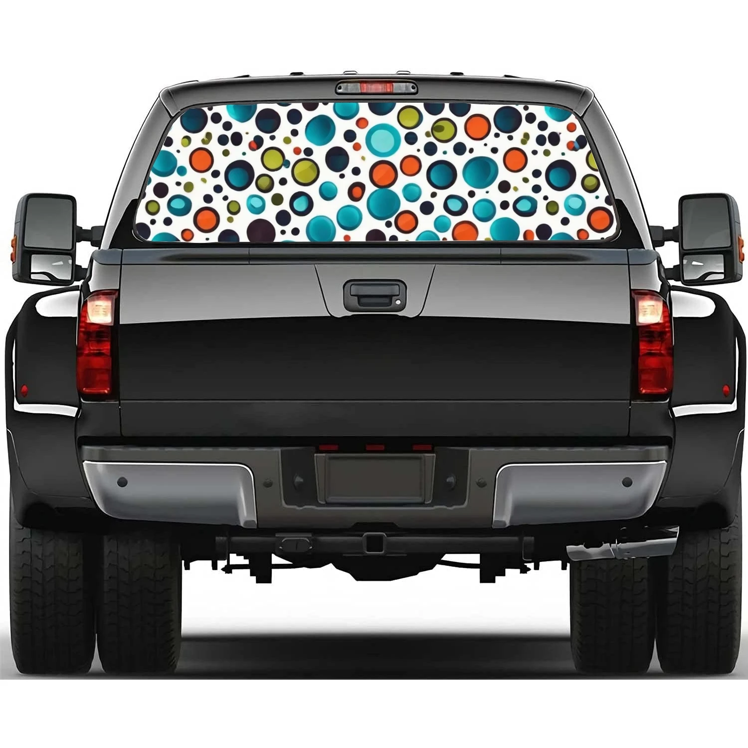 Dynamic Colorful Polka Dots Rear Window Decal Fit Pickup,Truck,Car Universal See Through Perforated Back Windows Vinyl Sticker