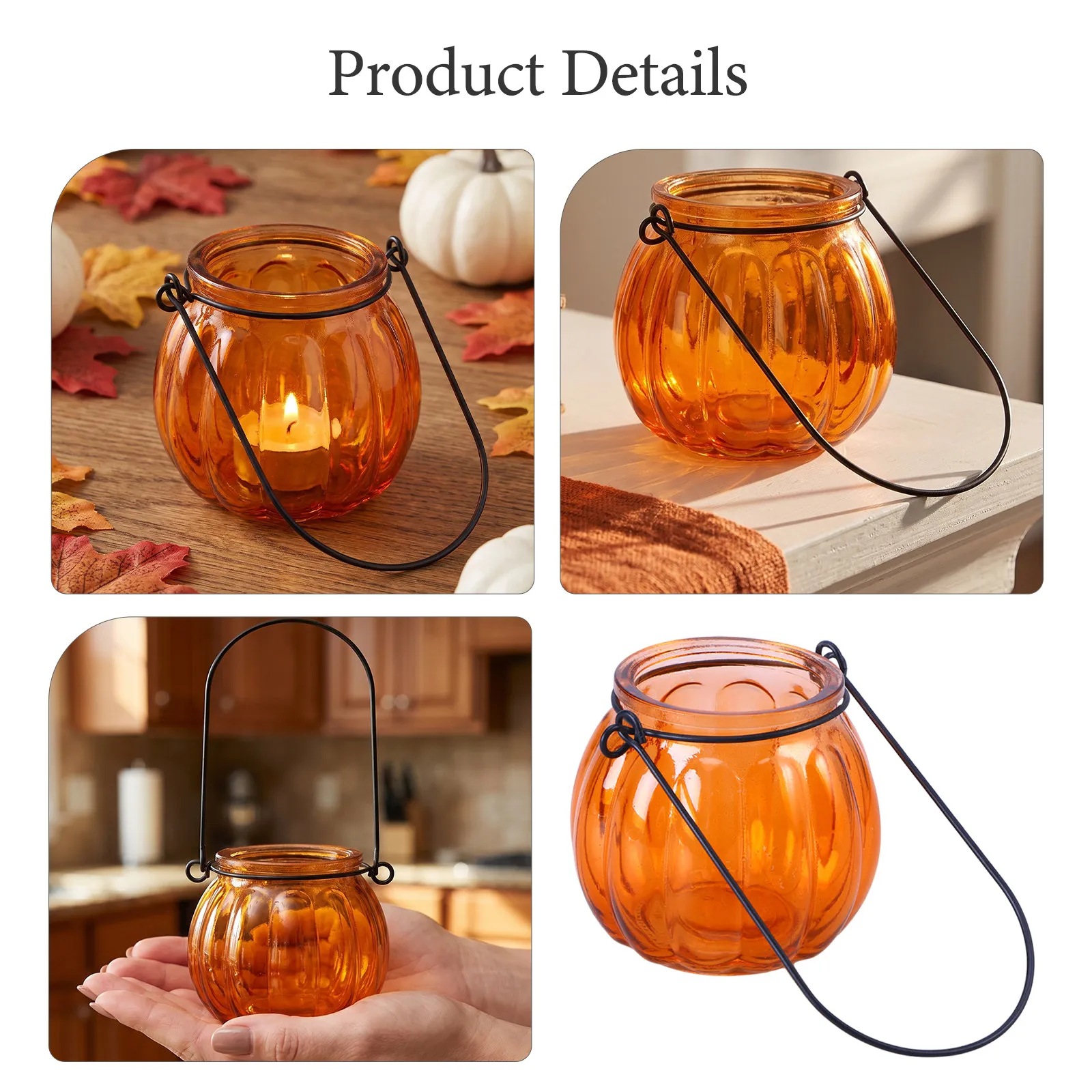 3Pcs Pumpkin Glass Holders Clear Transparent Votive Holder Decorative Table Centerpiece Fall Halloween