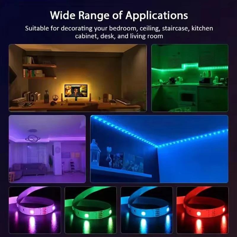 Conception flexible de bande LED RVB 5 m 10 m 20 m 30 m 40 m, avec télécommande et éclairage RVB couleur utilisé pour le lit familial rétro-éclairé TV