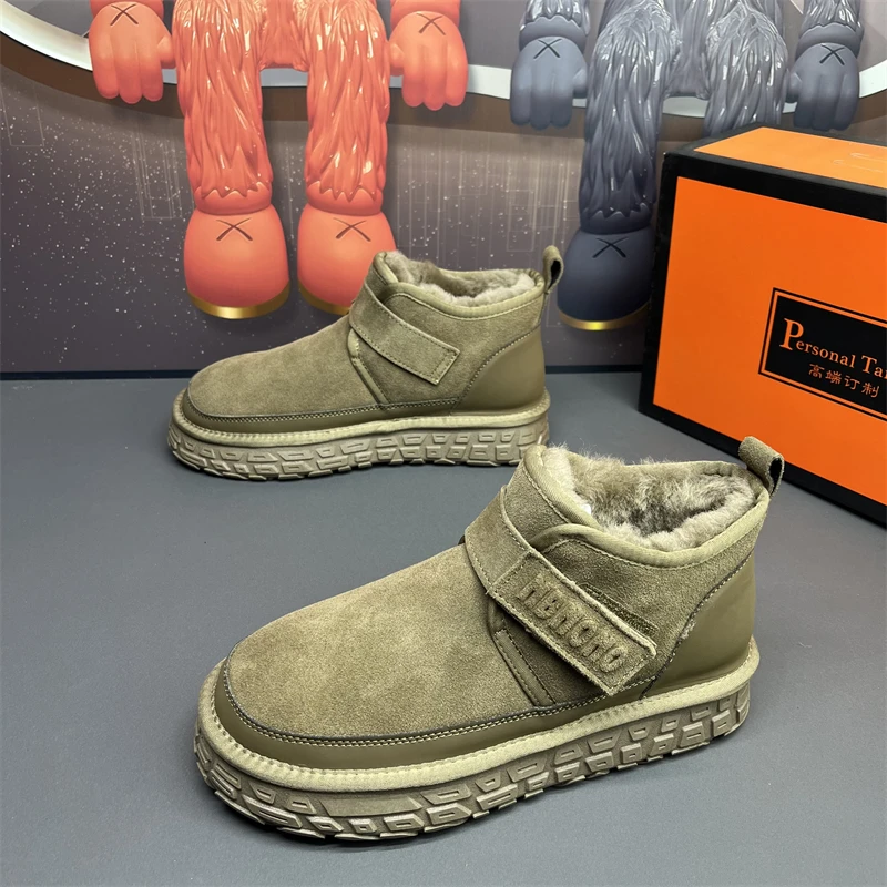 Chaussures montantes et en coton épais pour hommes, décontractées, antidérapantes, à semelles épaisses, résistantes au froid, en coton chaud, nouvelle collection automne et hiver