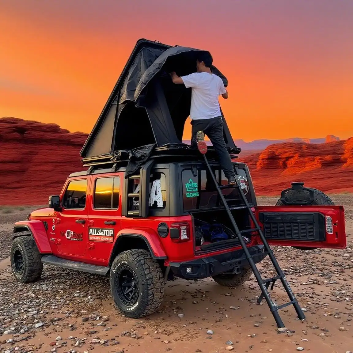Hard Shell Roof Tent Four-season One Bedroom Automatic Hydraulic Rainproof System Aluminum Alloy Body Sunproof Coating 3000mm
