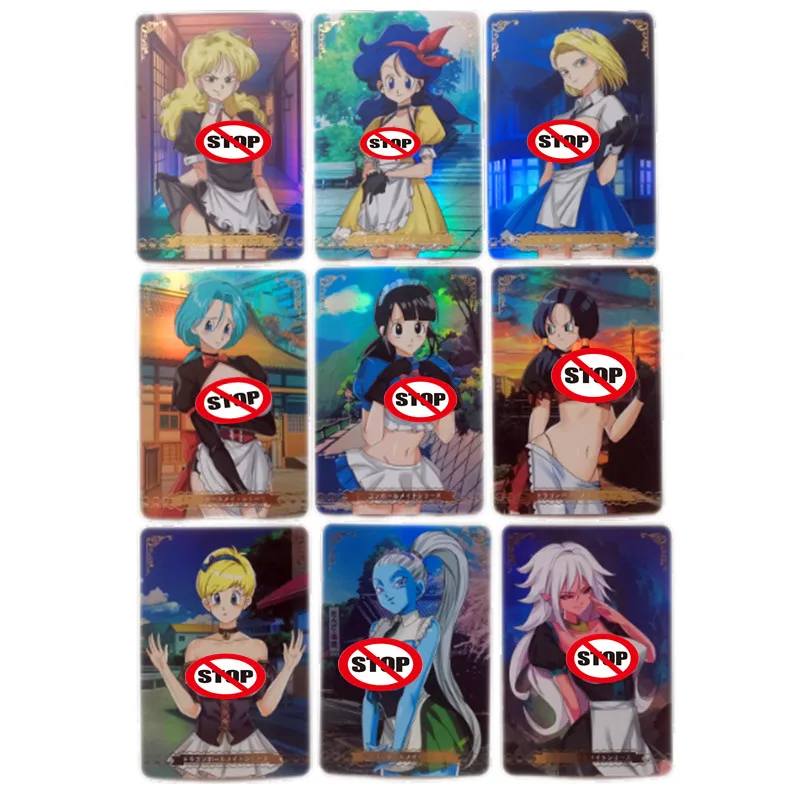 

9Pcs/set Homemade Sexy Anime Cards Android No. 18, Android No. 21 Maid Outfit Nude Card Game Gift Comic Collection Card DIY