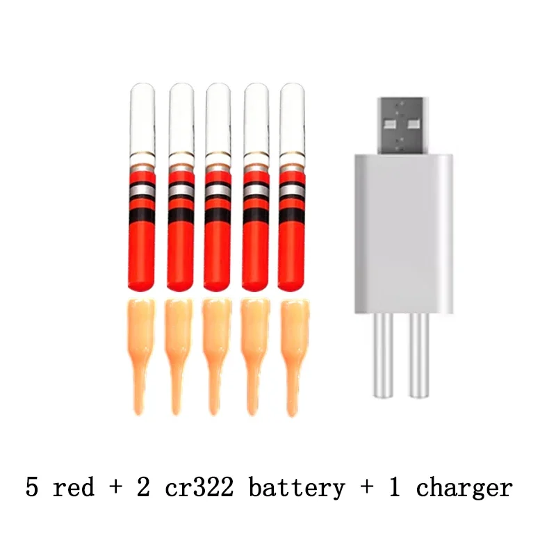 5 stücke Licht Sticks Mit Wiederaufladbare CR322 Batterie Ladegerät Wasserdichte LED Lampe Leucht Nacht Angeln Float Zubehör J548