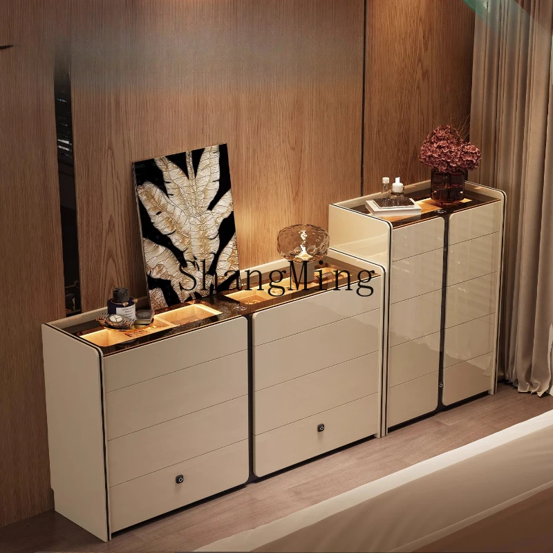 

ZYY light luxury piano paint bedside cabinet bedroom high-end solid wood chest living room jewelry storage cabinet